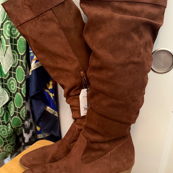 Time and True Faux Suede Brown Slouch Boot - Picture 1 of 4